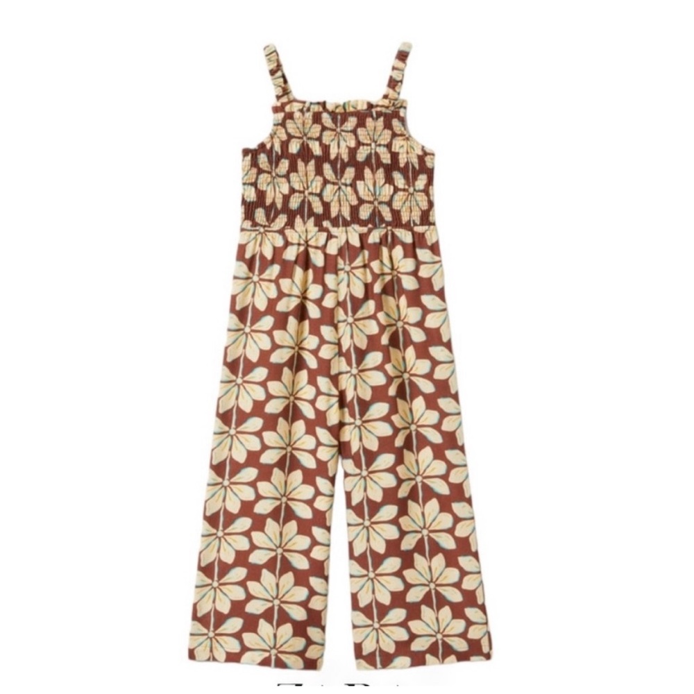 Girls Zara tropical smocked jumpsuit